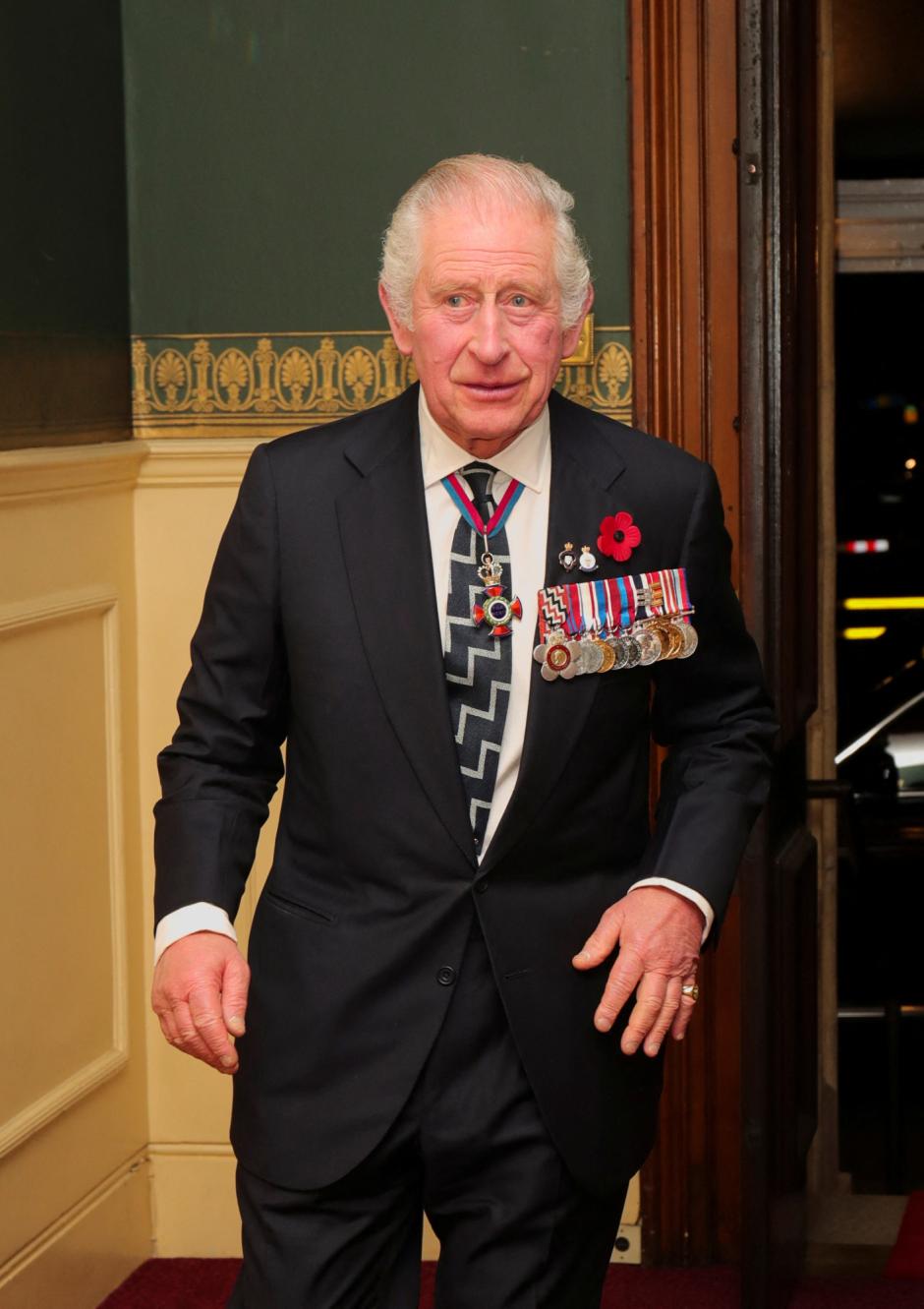 King Charles III arrives for the annual Royal British Legion Festival of Remembrance at the Royal Albert Hall in London. Picture date: Saturday November 12, 2022.