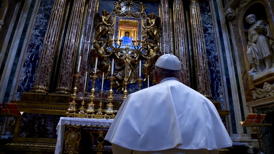 Imagen del Papa Francisco en la basílica Santa María Mayor