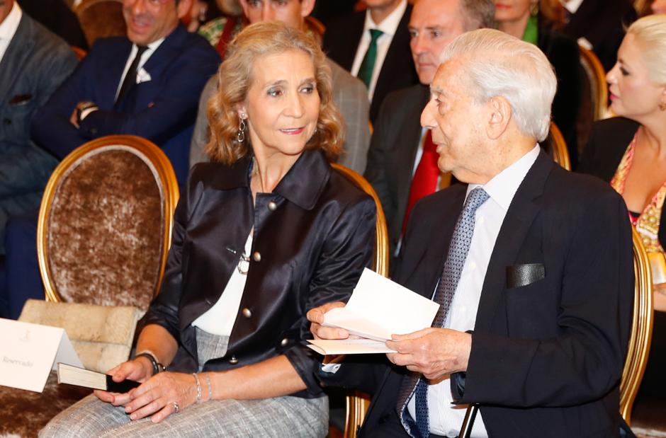 Infanta Elena De Borbon,Mario Vargas Llosa during Capote de las Artes awards in Madrid on Monday, 14 November 2022.