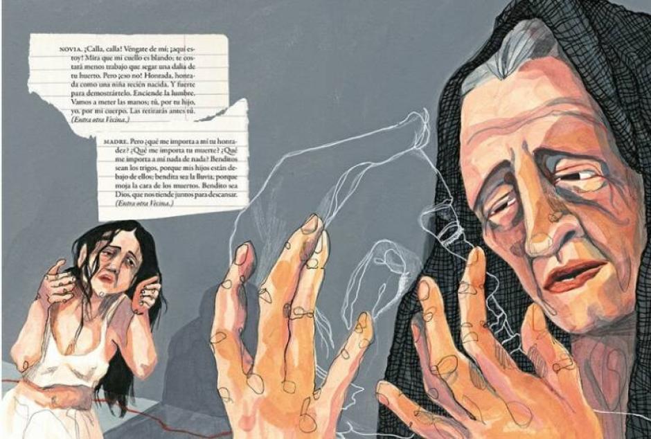 Una de las ilustraciones de Ilu Ros para 'Bodas de Sangre', contenida en su 'Trilogía rural' (Lumen), que incluye diálogos