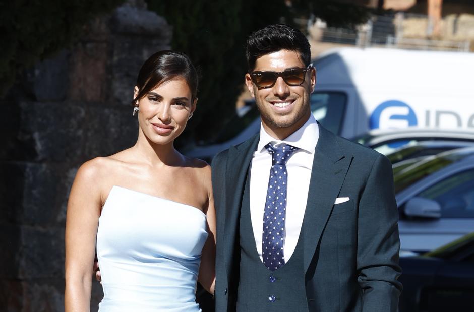 Soccerplayer Marco Asensio and Sandra Garal during the wedding of Daniel Carvajal and Daphne Cañizares in Ayllón, Segovia on Friday, June 24, 2022.