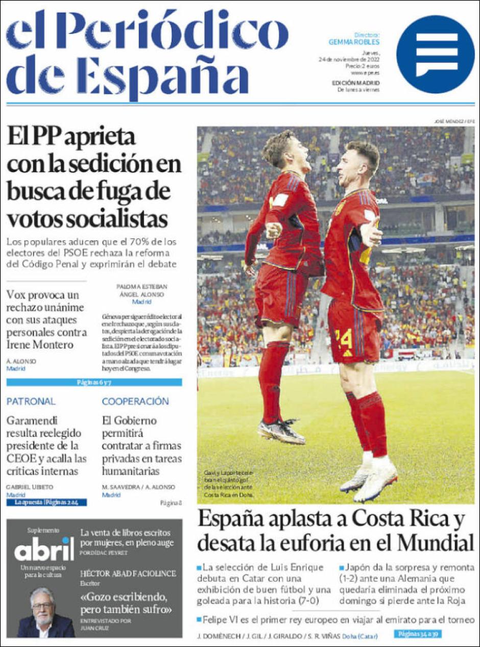 Portada El Periódico de España