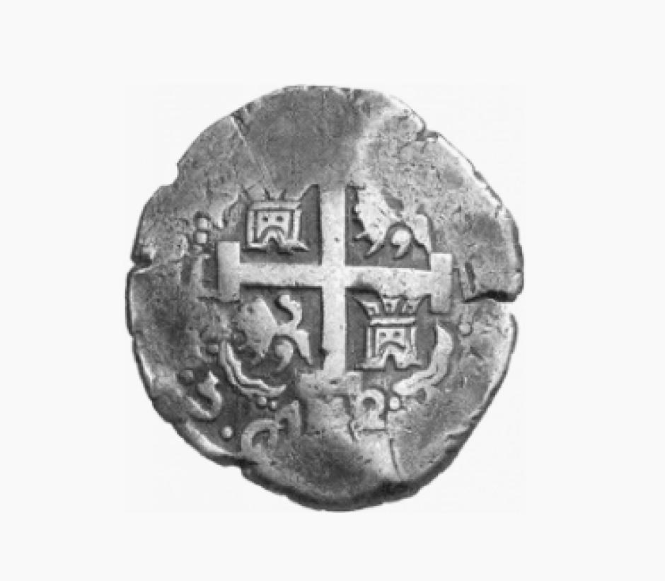 Moneda de ocho reales de plata, “Macuquina”, 1742.