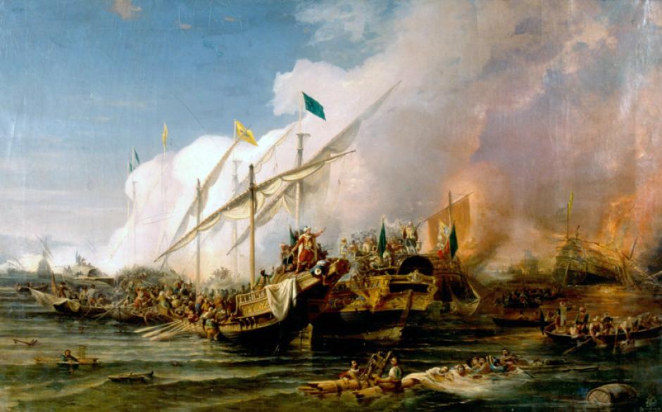 Derrota a las naves de la Liga Santa dirigidas por Andrea Doria en la batalla de Préveza