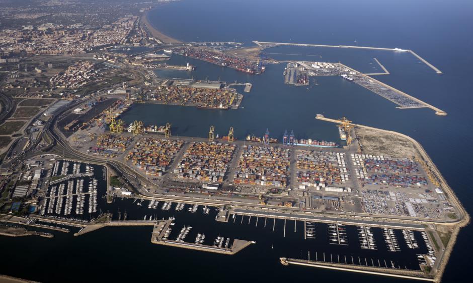 Imagen aérea del Puerto de Valencia.