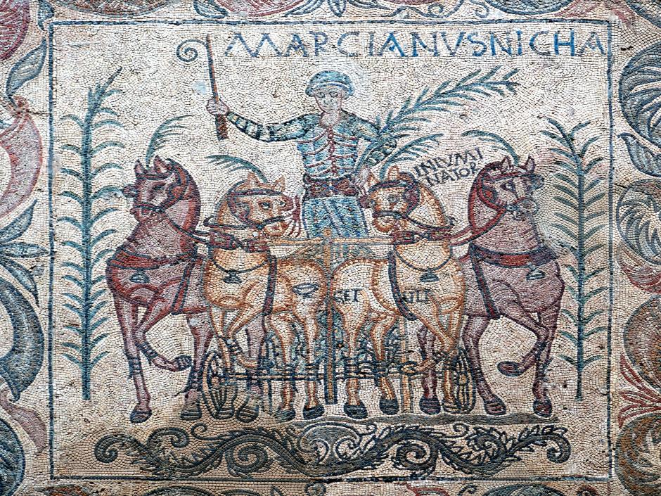 Mosaico de los Aurigas, siglo IV d. C.