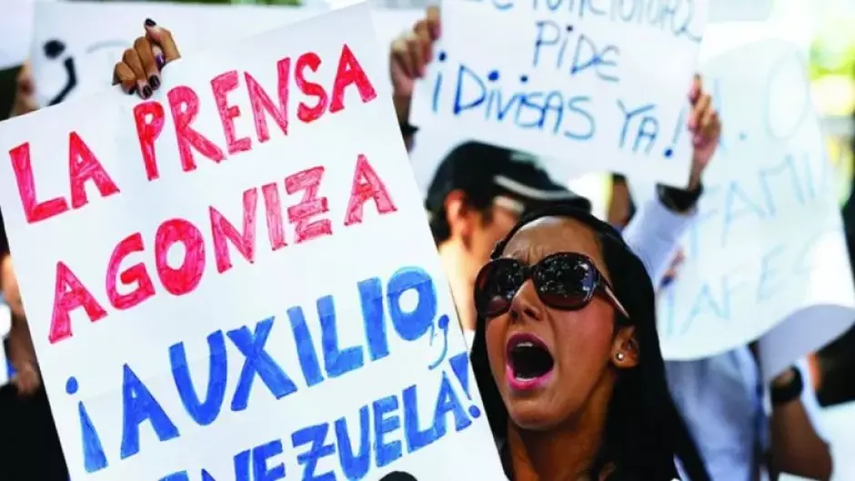 Manifiesta de protesta en defensa de la libertad de prensa en Venezuela