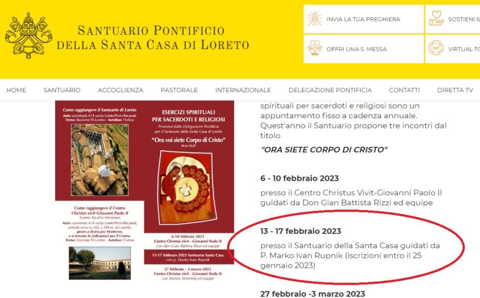 La programación de la web del Santuario de Loreto