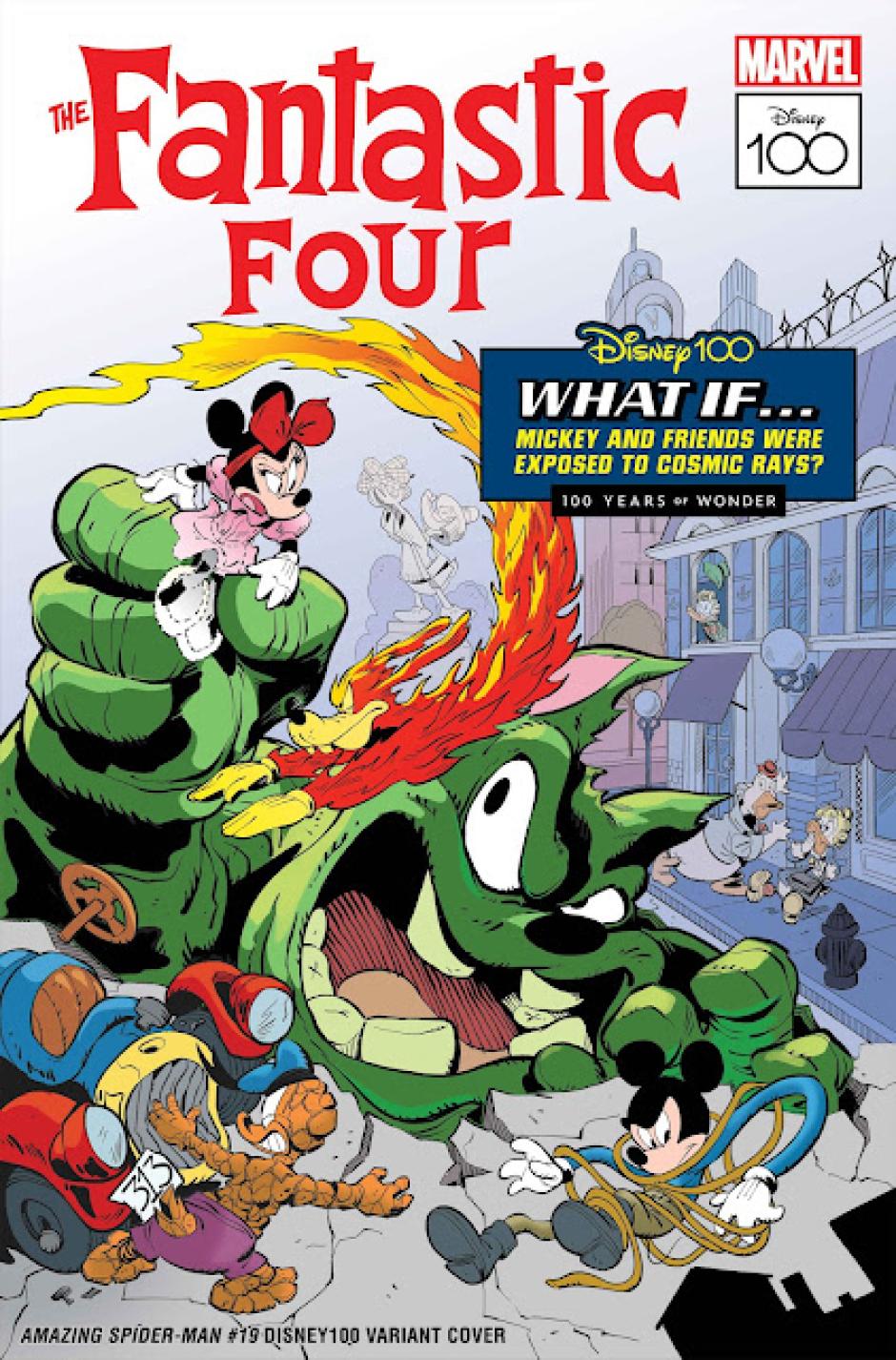 La portada con los personajes clásicos de Disney caracterizados como los Cuatro Fantásticos de Marvel