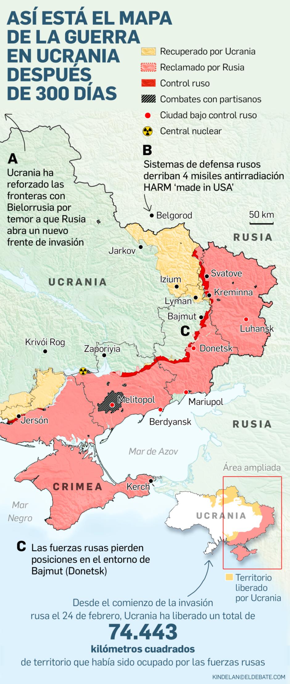 Mapa 300 días de guerra en Ucrania