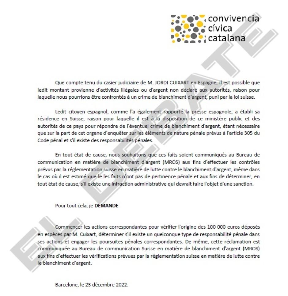 Denuncia de Convivencia Cívica Catalana a Jordi Cuixart (II)