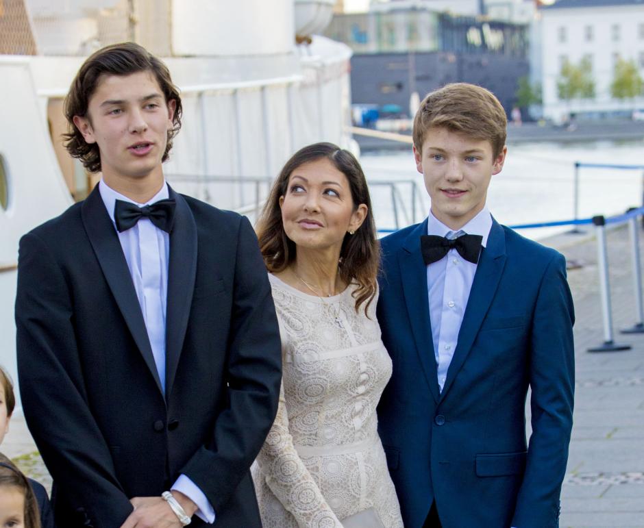 Prince Nikolais with mother Denmarks Countess Alexandra and brother Prince Felix  during his 18th birthday celebration in Copenhagen, 28-08-2017