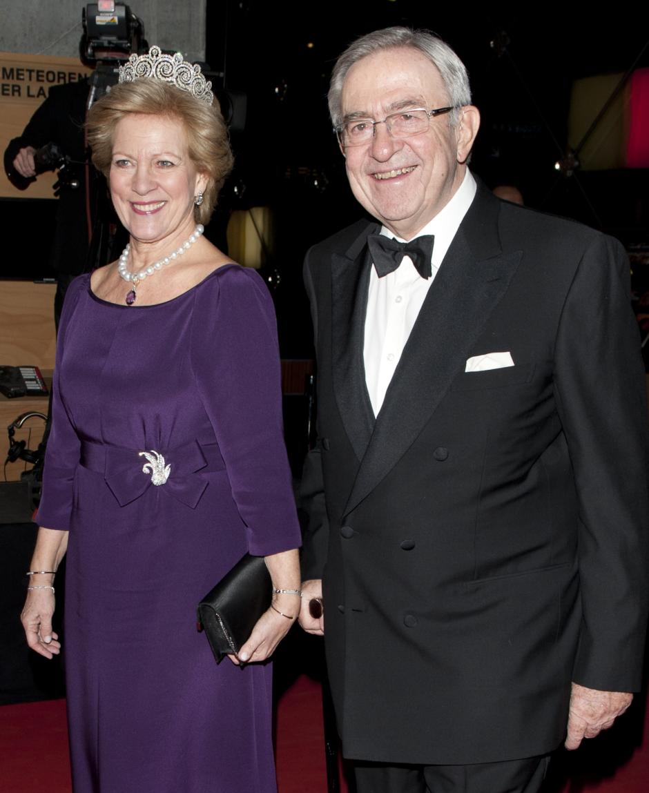 King Constantine of Greece and Queen Anne Marie of Greece at a Gala Performance in the DR Concert Hall to celebrate 40 years on the throne of Queen Margrethe II of Denmark in Copenhagen, Denmark.