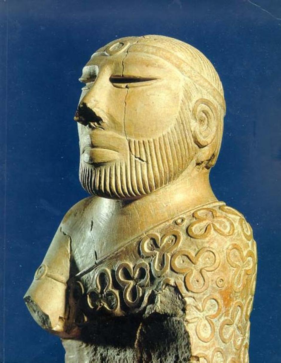 Efigie de piedra de un rey sacerdote, encontrada en Mohenjo-Daro