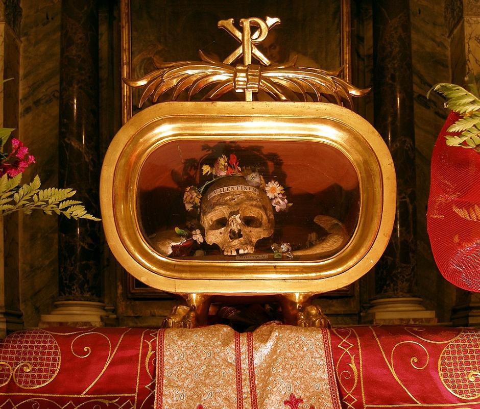 Reliquia del cráneo de San Valentín, Roma, basílica de Santa María in Cosmedin