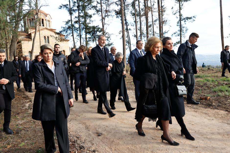 Mandatory Credit: Photo by Shutterstock (13716947h)
King Felipe VI, Queen Letizia, The Former Queen Sofia, Princess Irene of Greece attends Funeral for former King Constantine of Greece at Tatoi on January 16, 2023 in Tatoi, Greece
Funeral for former King Constantine II of Greece, Metropolitan Cathedral, Athens, Greece - 16 Jan 2023