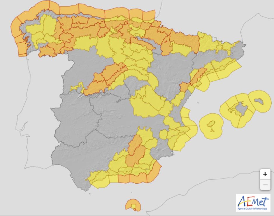 Avisos de la Aemet para este miércoles