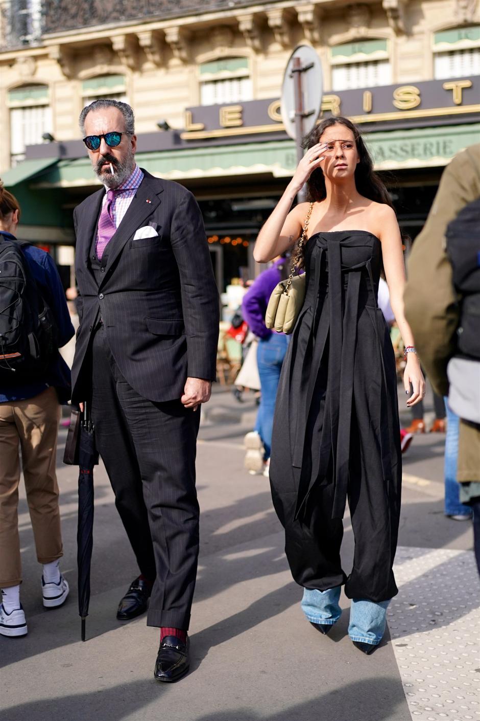Victoria Federica and Jaime De Marichalar arriving GiambattistaValli event during Paris Fashion Week on September 30, 2022 in Paris, France.