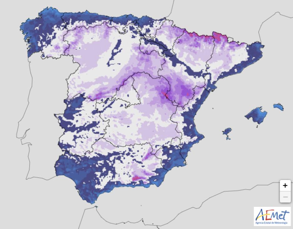 Las heladas serán generalizadas en casi toda España