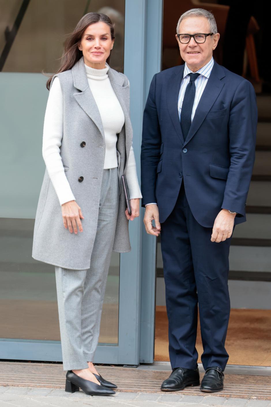 Spanish Queen Letizia and Ramon Reyes during working meeting with the Asociacion Española Contra el Cancer (AECC) in Madrid on Tuesday, 24 January 2023.