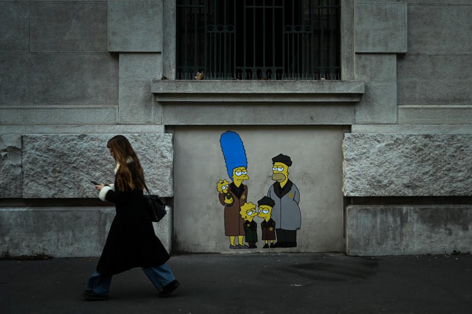 Uno de los murales de Los Simpson aparecidos en Milán
