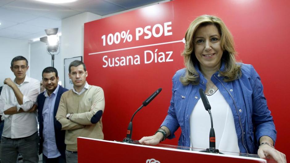 Juan Segovia en la presentación de Susana Díaz como candidata en 2017