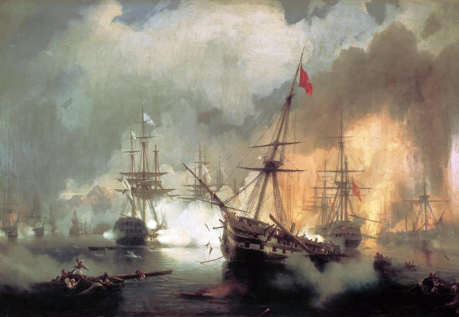 La batalla de Navarino, cuadro de 1846 de Iván Aivazovski (1817-1900)