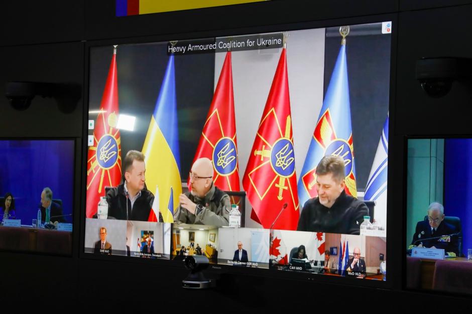 Una imagen de la videoconferencia que ha mantenido Margarita Robles con aliados de la OTAN