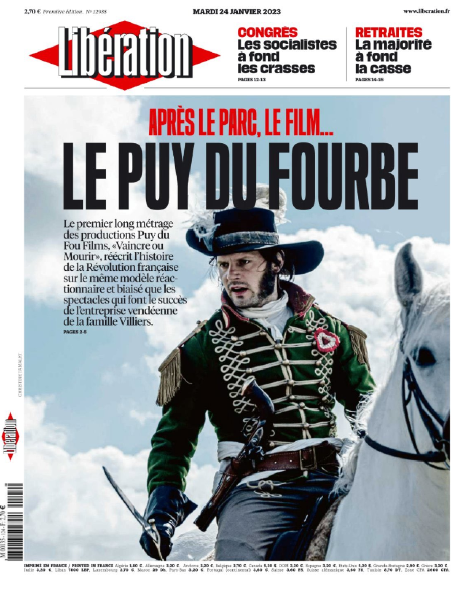 Portada de Libération criticando a Puy du Fou