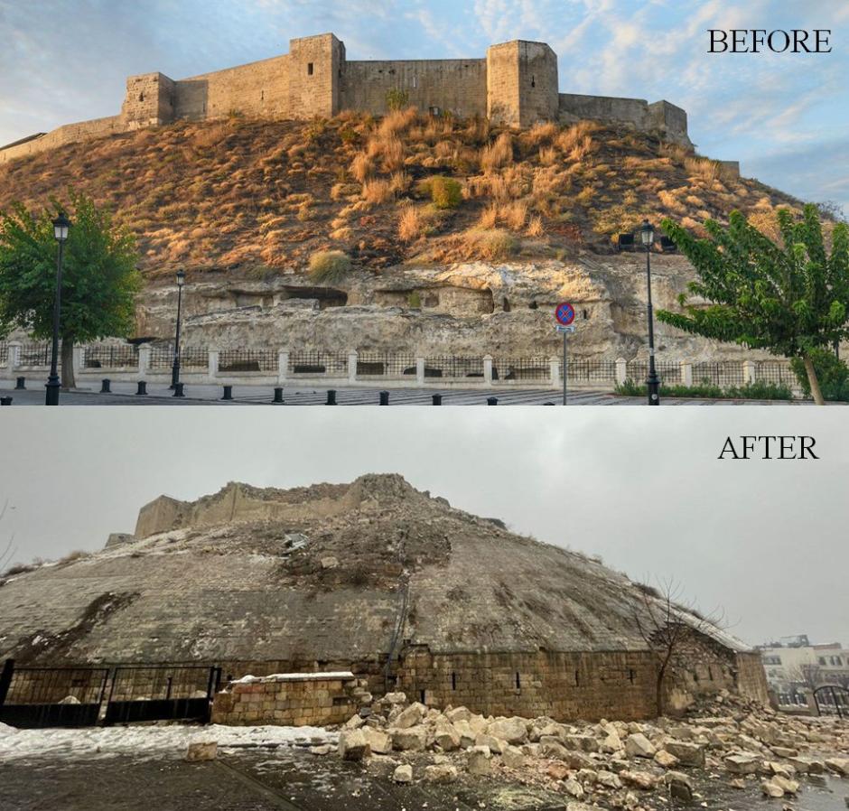 Cientos de imágenes del antes y el después del castillo de Gaziantep circulan por las redes sociales