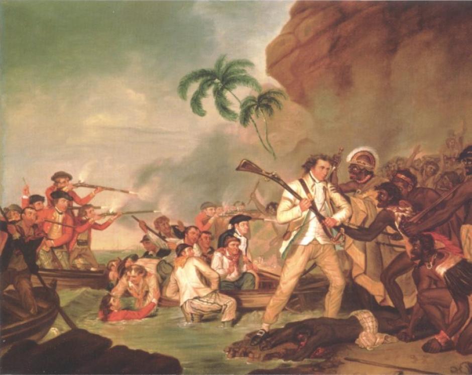 Muerte del capital Cook pintado por George Carter