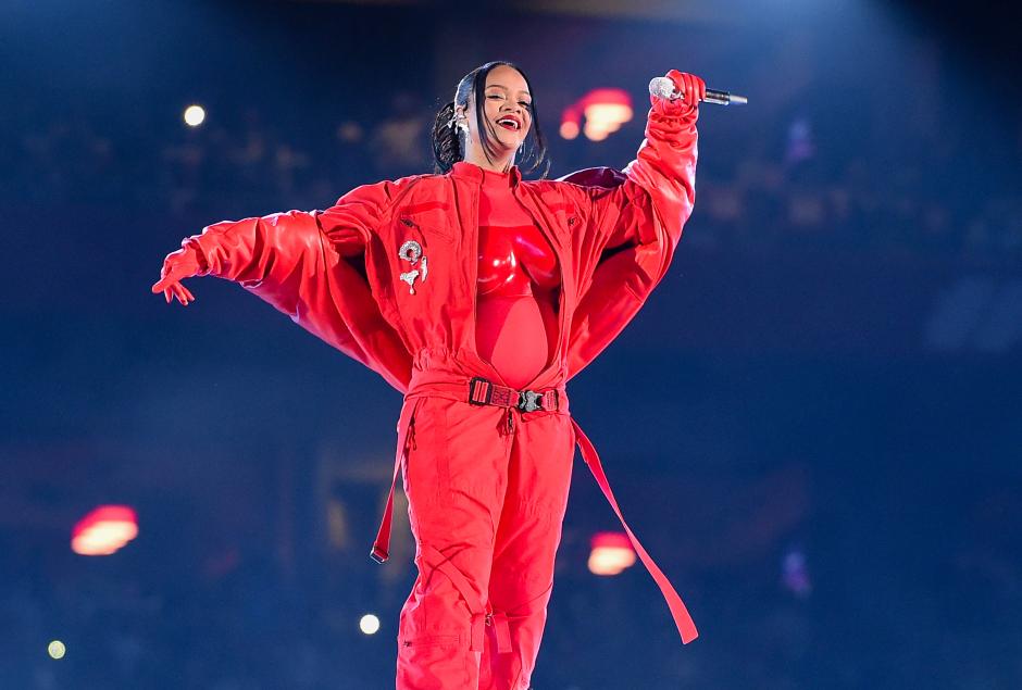 Rihanna performs during the halftime show SuperBowl 2023 in Phoenix