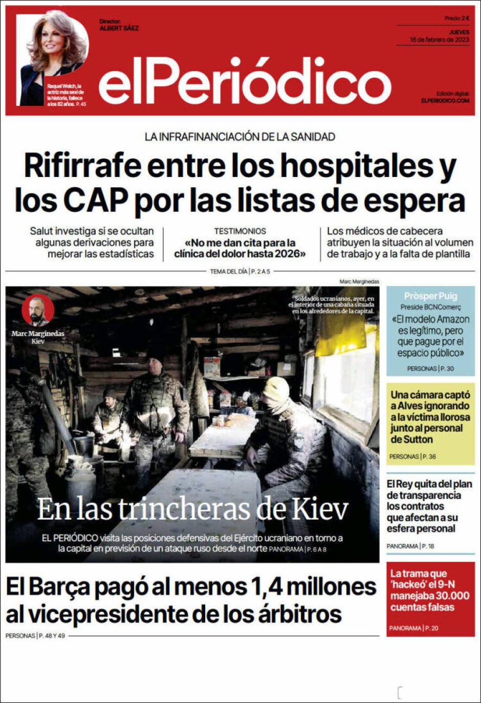 El Periódico, con sede en Barcelona, sí que lleva en su portada el Caso Negreira'