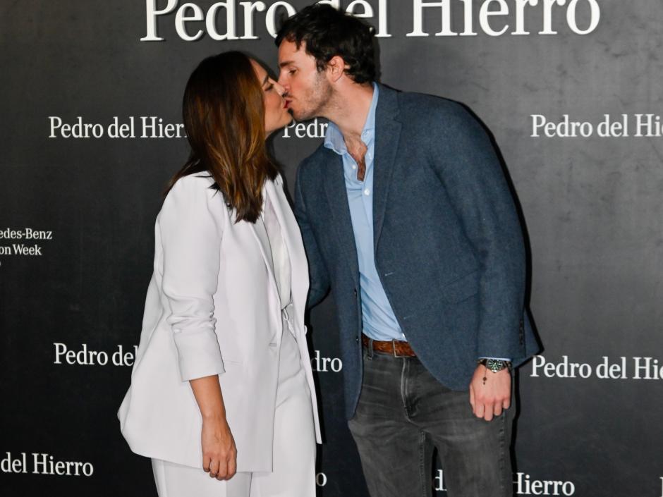 Tamara Falcó and Iñigo Onieva at the front row of “PedroDelHierro” collection during Pasarela Cibeles Mercedes-Benz Fashion Week Madrid 2023 in Madrid, on Thursday , 16 February 2023.