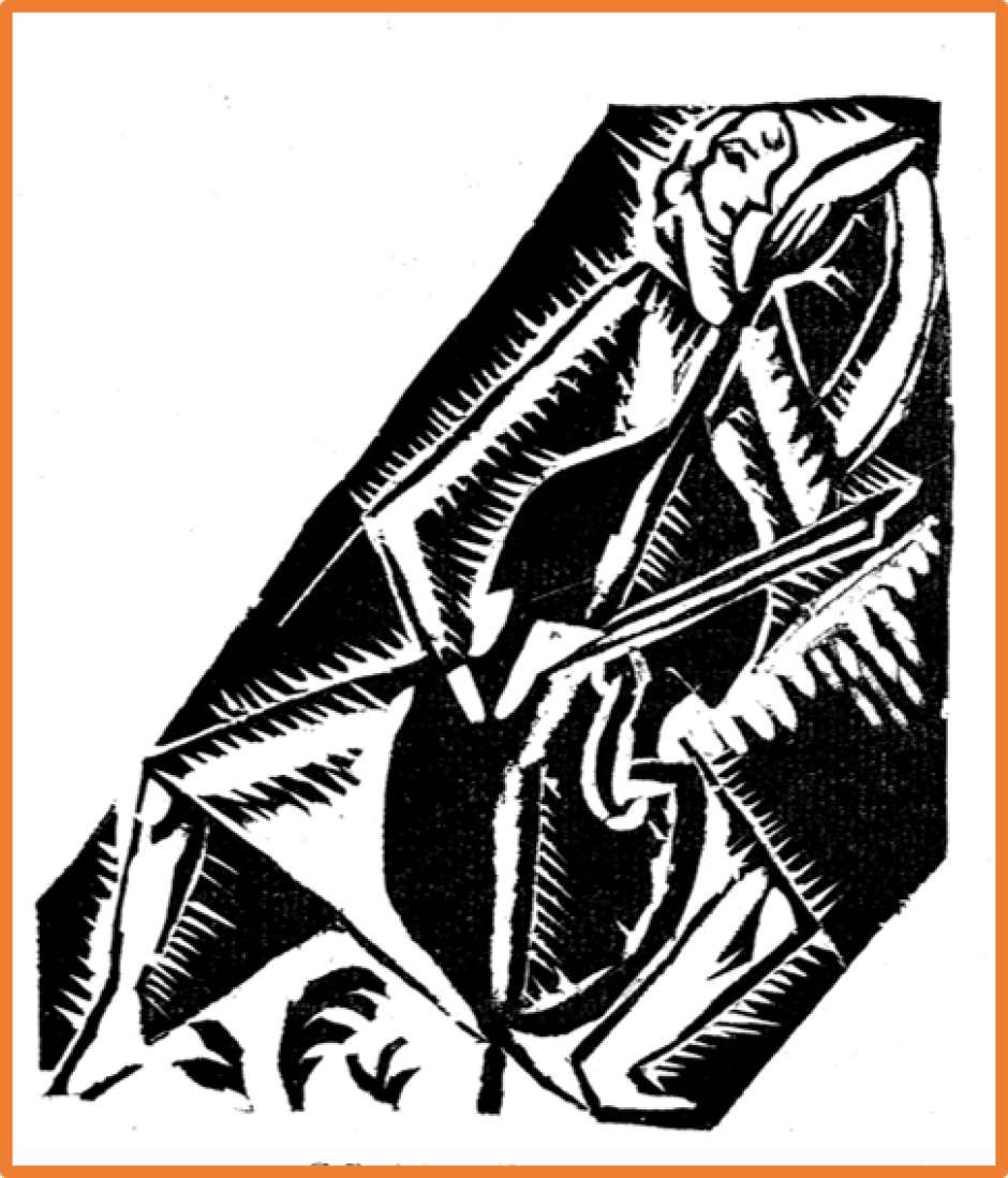 Ilustración ultraísta de Norah Borges, El ángel del violonchelo, 1920.