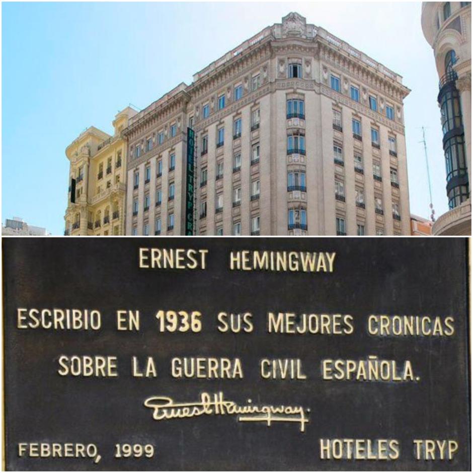 El hotel Madrid Gran Vía donde el estadounidense escribía sus crónicas