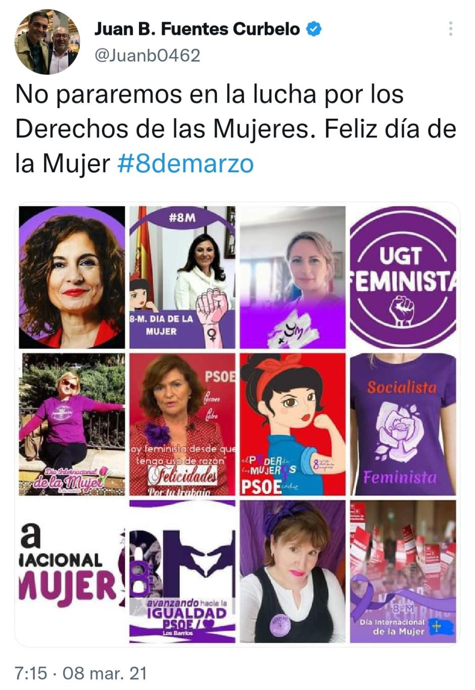 Tuit de «Tito Berni» apoyando la causa feminista