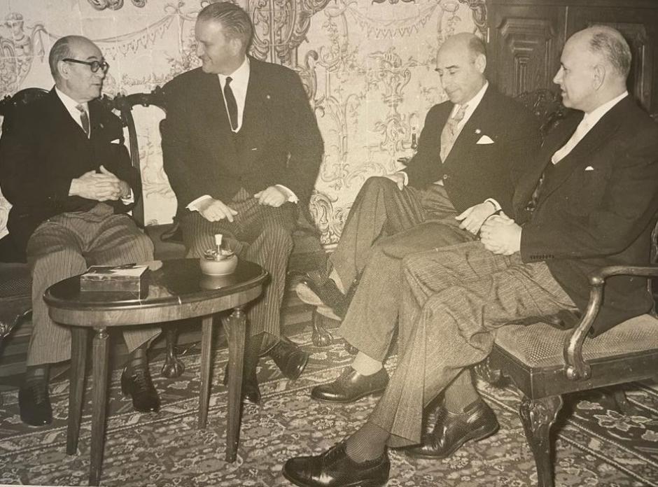 Ibáñez Martín en marzo de 1961 junto a Fernando Castiella y Marcello Mathías, ministro de Exteriores de Portugal