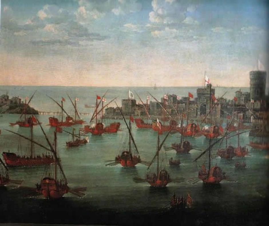 La batalla de Chioggia  de J. Grevembroch, siglo XVIII, Venecia, Museo Correr