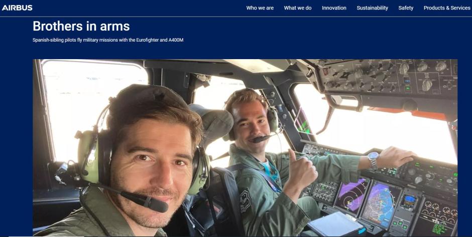 Alex y José Álvarez, los dos hermanos pilotos del Ejército del Aire español que han sido portada de la web de Airbus