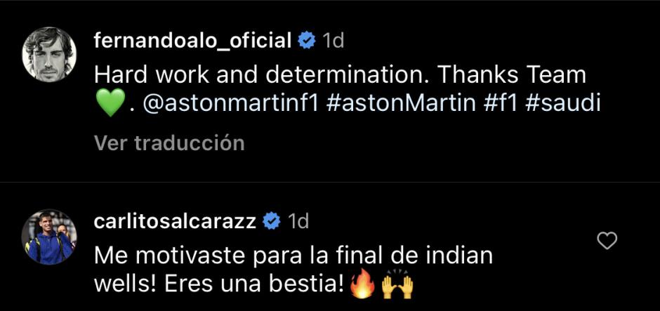 El mensaje de Carlos Alcaraz a Fernando Alonso