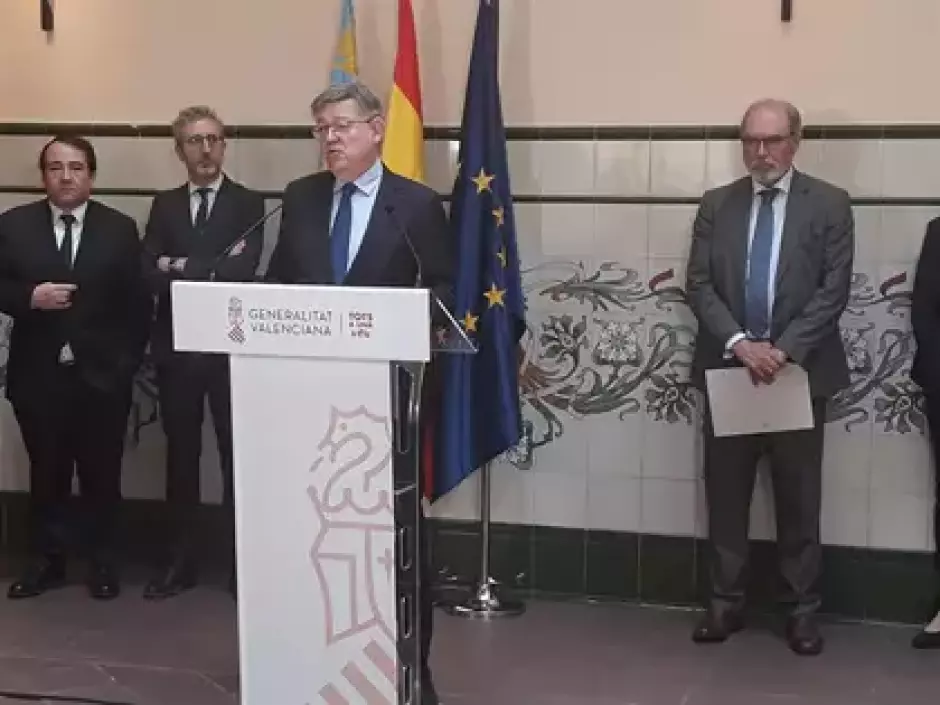 El presidente de la Generalitat Valenciana, Ximo Puig, anunciando el recurso sobre el trasvase.