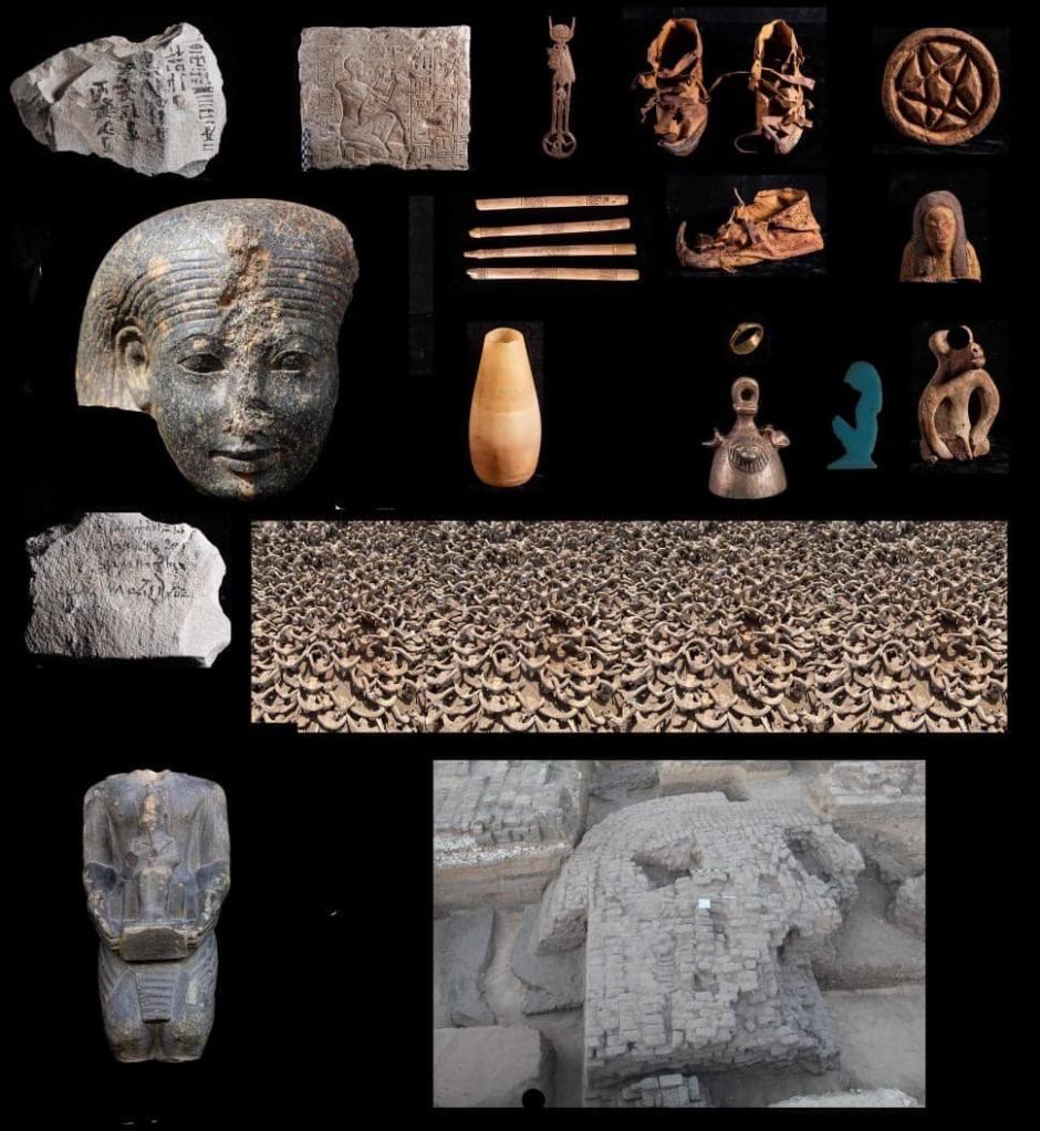 Algunos de los objetos encontrados en el yacimiento arqueológico