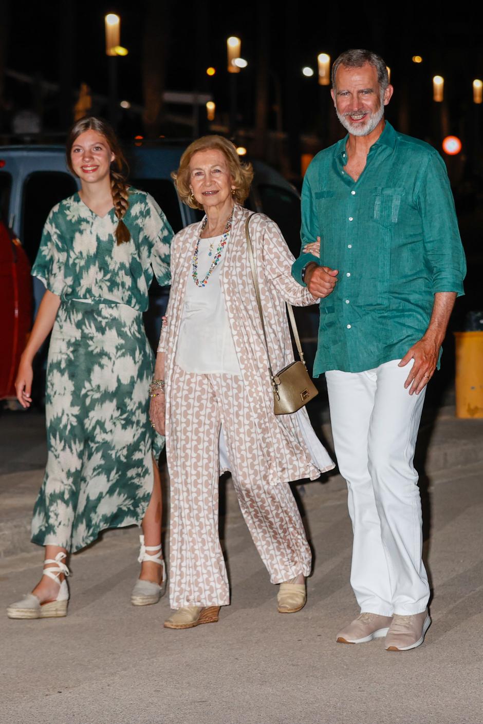 Spanish King Felipe VI with Spanish Queen Sofia de Grecia and Infanta Sofia de Borbon in Palma de Mallorca, 05 August 2022