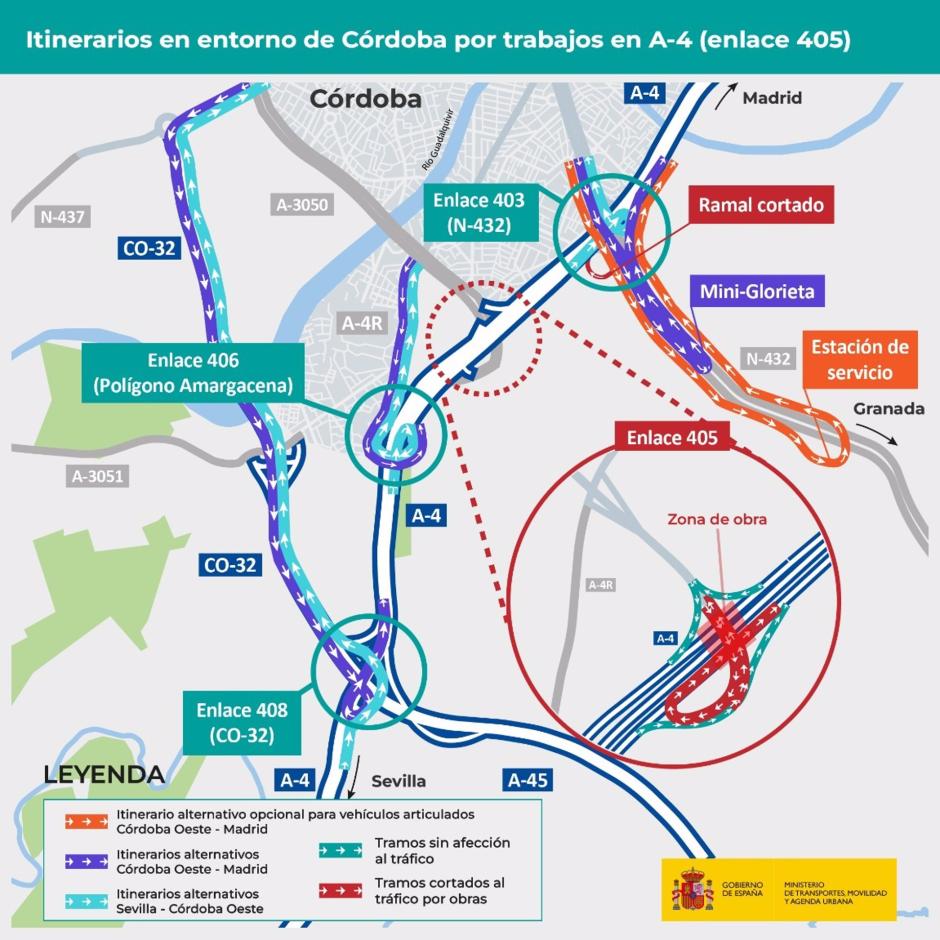 El Gobierno realiza mejoras en el desvío por la N-432 para el recorrido Córdoba Oeste-Madrid por obras en la A-4