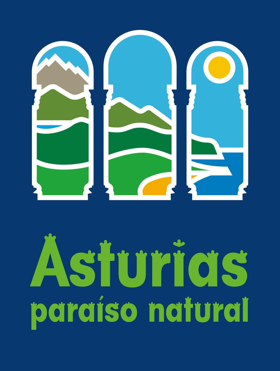 Las ventanas de Santa María del Naranco en el logo de Turismo de Asturias
