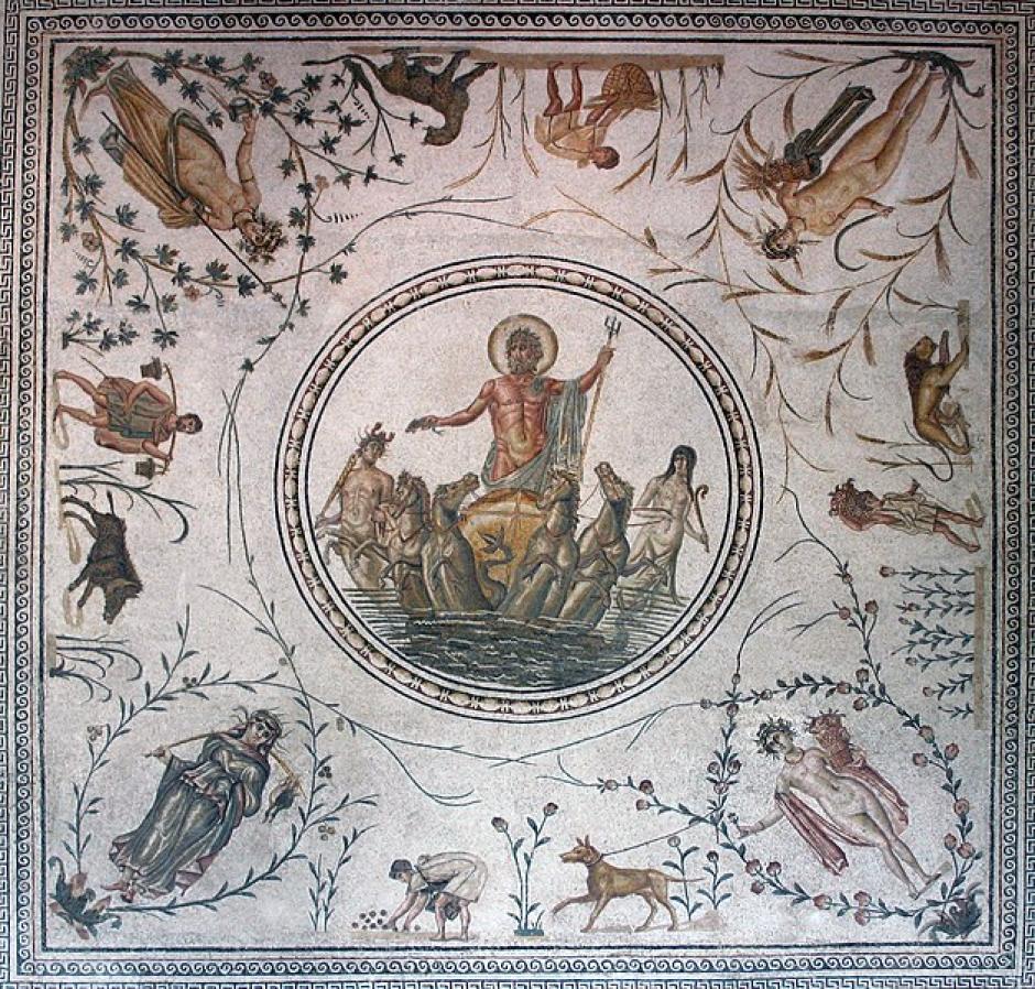 El moisaico romano 'El triunfo de Neptuno', en el Museo del Bardo, Túnez