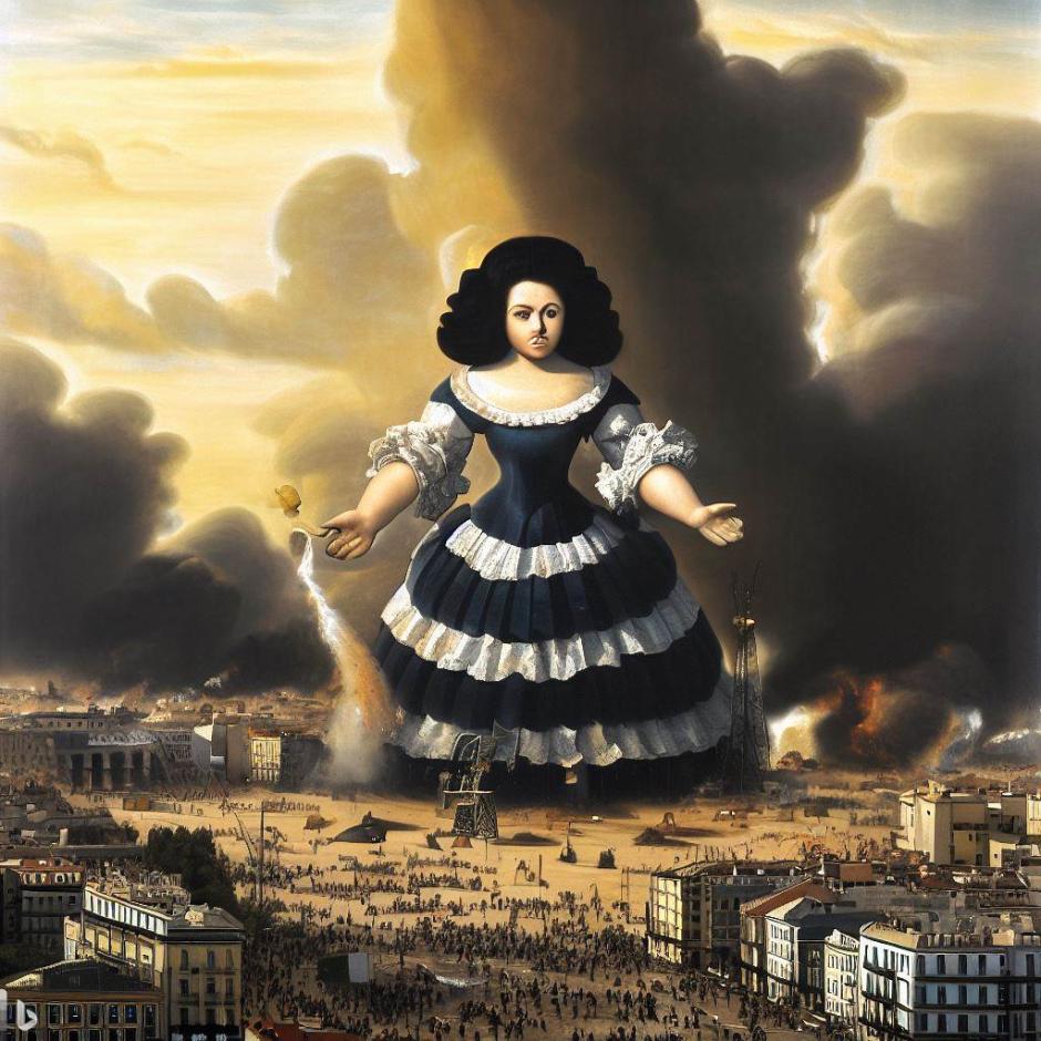 Una de las meninas de Velázquez atacando Madrid