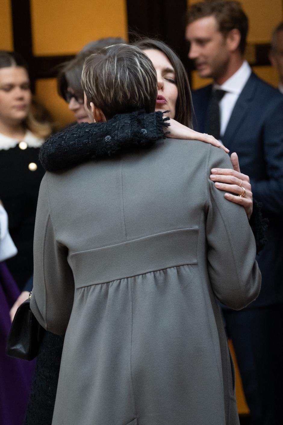Princess Charlene of Monaco and Charlotte Casiraghi arrive at the cathedral to attend a mass in memory of Prince Rainer III of Monaco, presided by His Excellency Dominique Marie David Archbishop of Monaco on April 5, 2023, Monaco. Photo by David Niviere/ABACAPRESS.COM