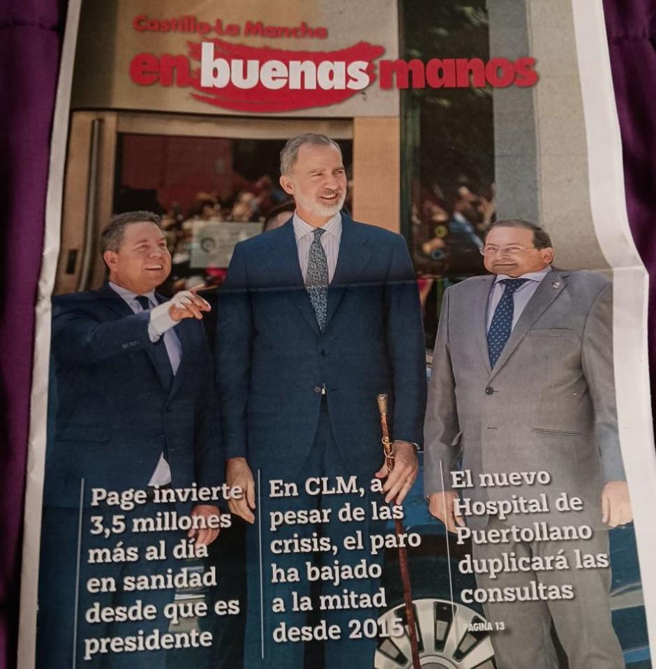 Portada del periódico del PSOE elaborado para Puertollano donde se usa al Rey como reclamo